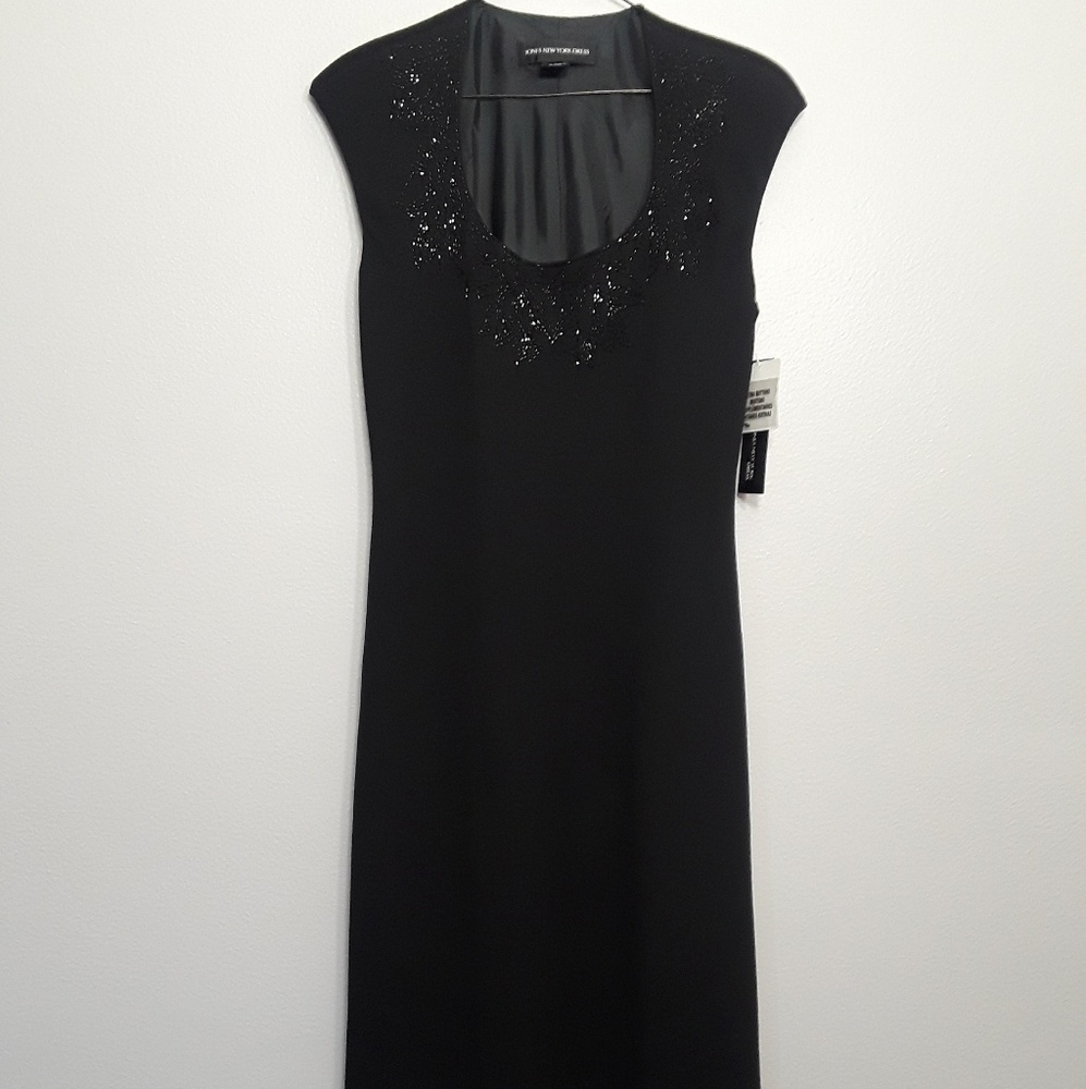 Jones New York Black Beaded Long Dress Sz 6